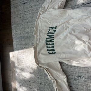 Brandy Melville Cream Sweatshirt with Green Print